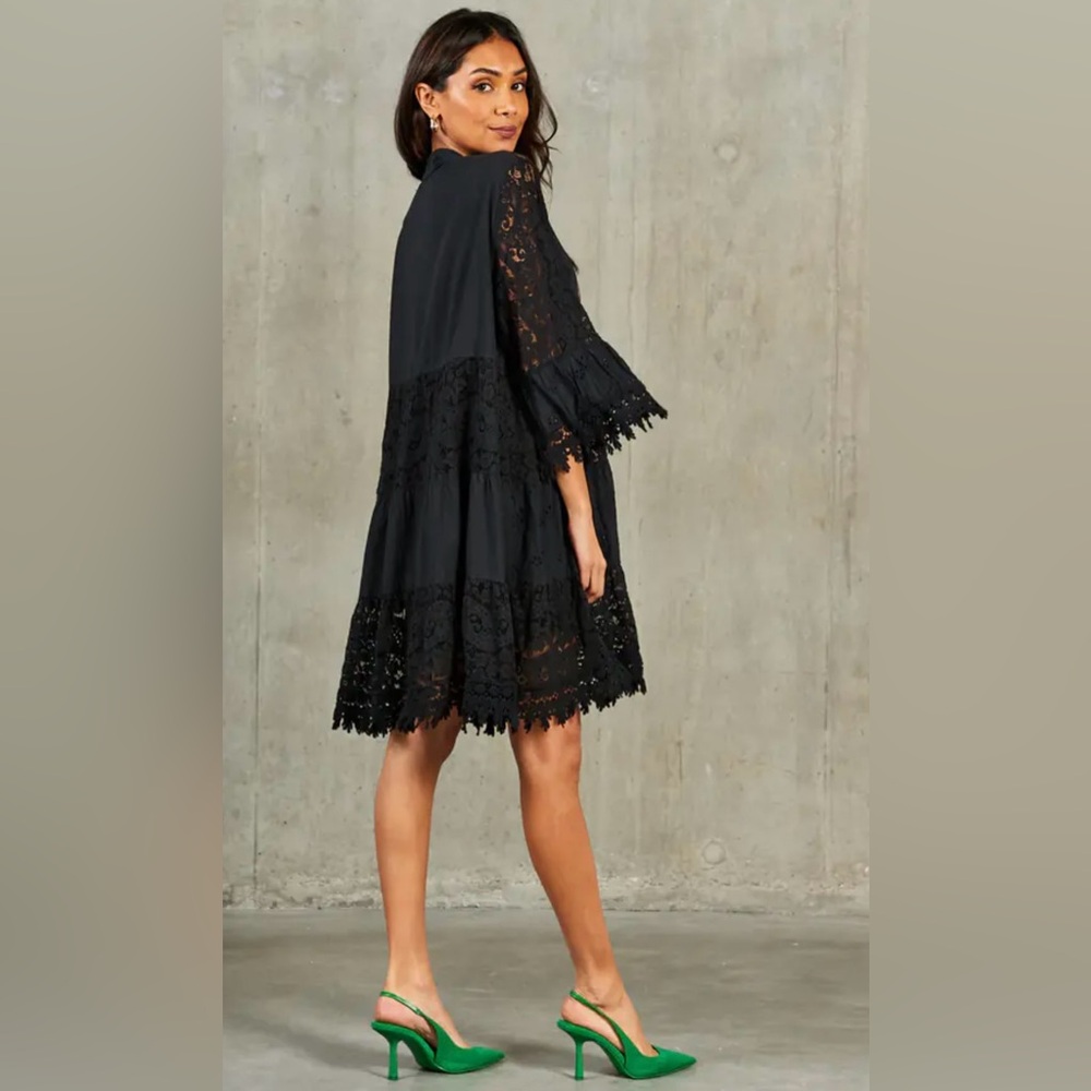 ‼️ SOLD 🛍️ 100% Silk LARA GUIDOTTI Elegant Black Lace Dress Made in Italy - Picture 14 of 14